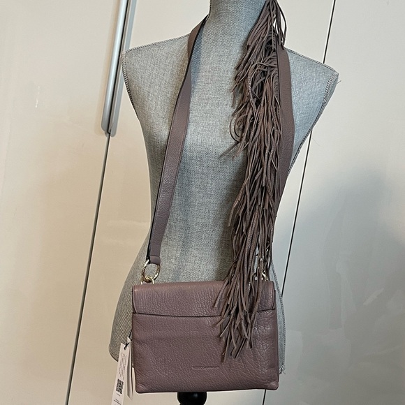 NWT REBECCA MINKOFF Mink Brown Isabel Crossbody Bag with Fringe Strap - Picture 15 of 16